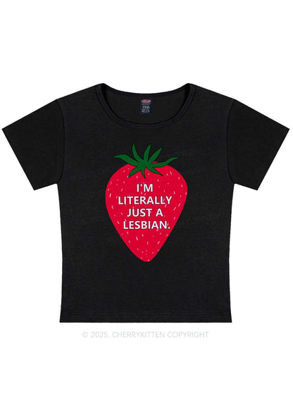 Lesbian Strawberry Pride Y2K Baby Tee Cherrykitten