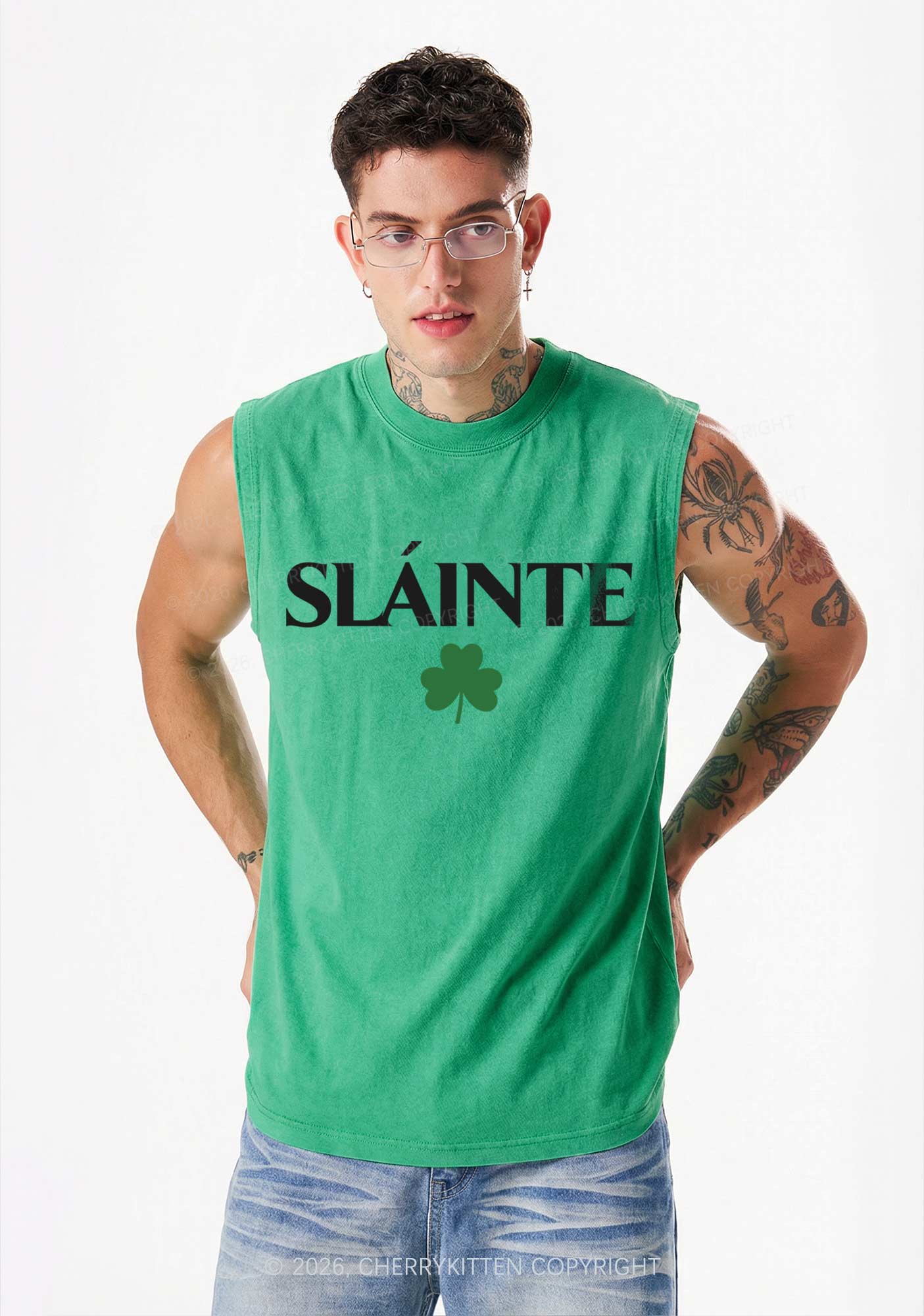 Slainte St Patricks Y2K Washed Tank Cherrykitten
