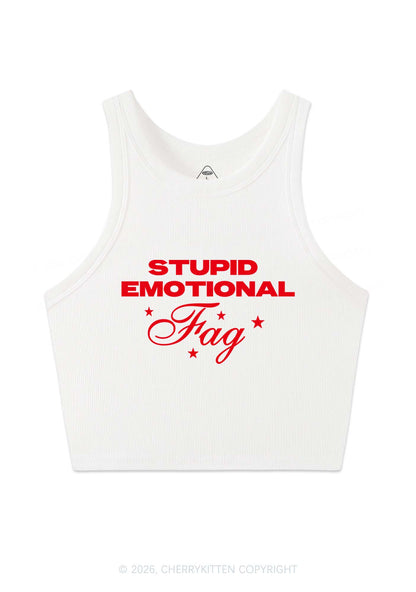 Stupid Emotional Fag Pride Y2K Crop Tank Top Cherrykitten