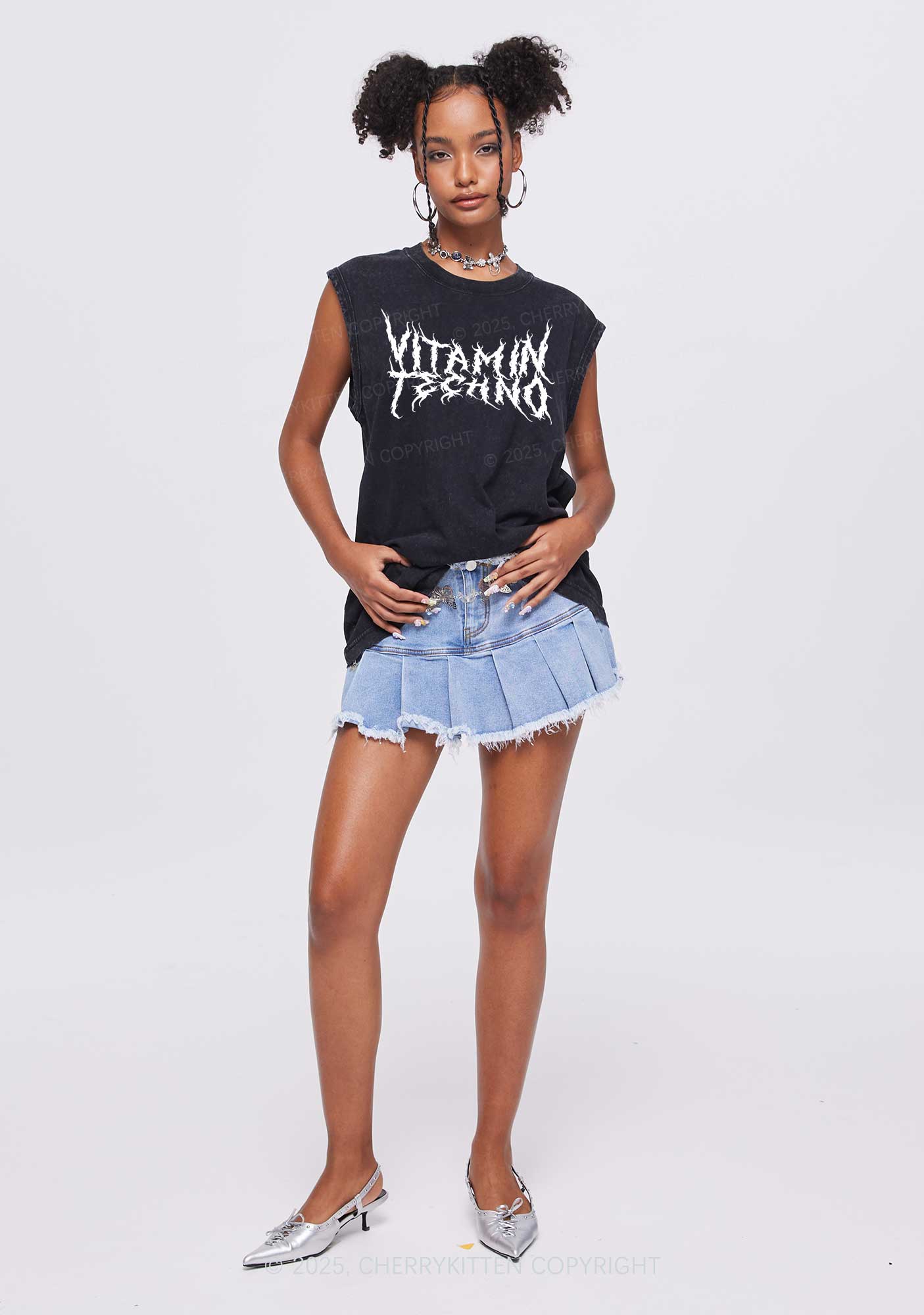 Vitamin Techno Y2K Washed Muscle Tank Cherrykitten
