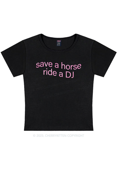 Glitter Ride A DJ Y2K Baby Tee Cherrykitten