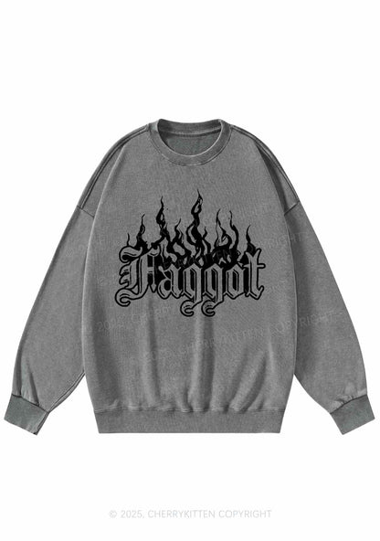 Halloween Goth Faggot Pride Y2K Washed Sweatshirts Cherrykitten