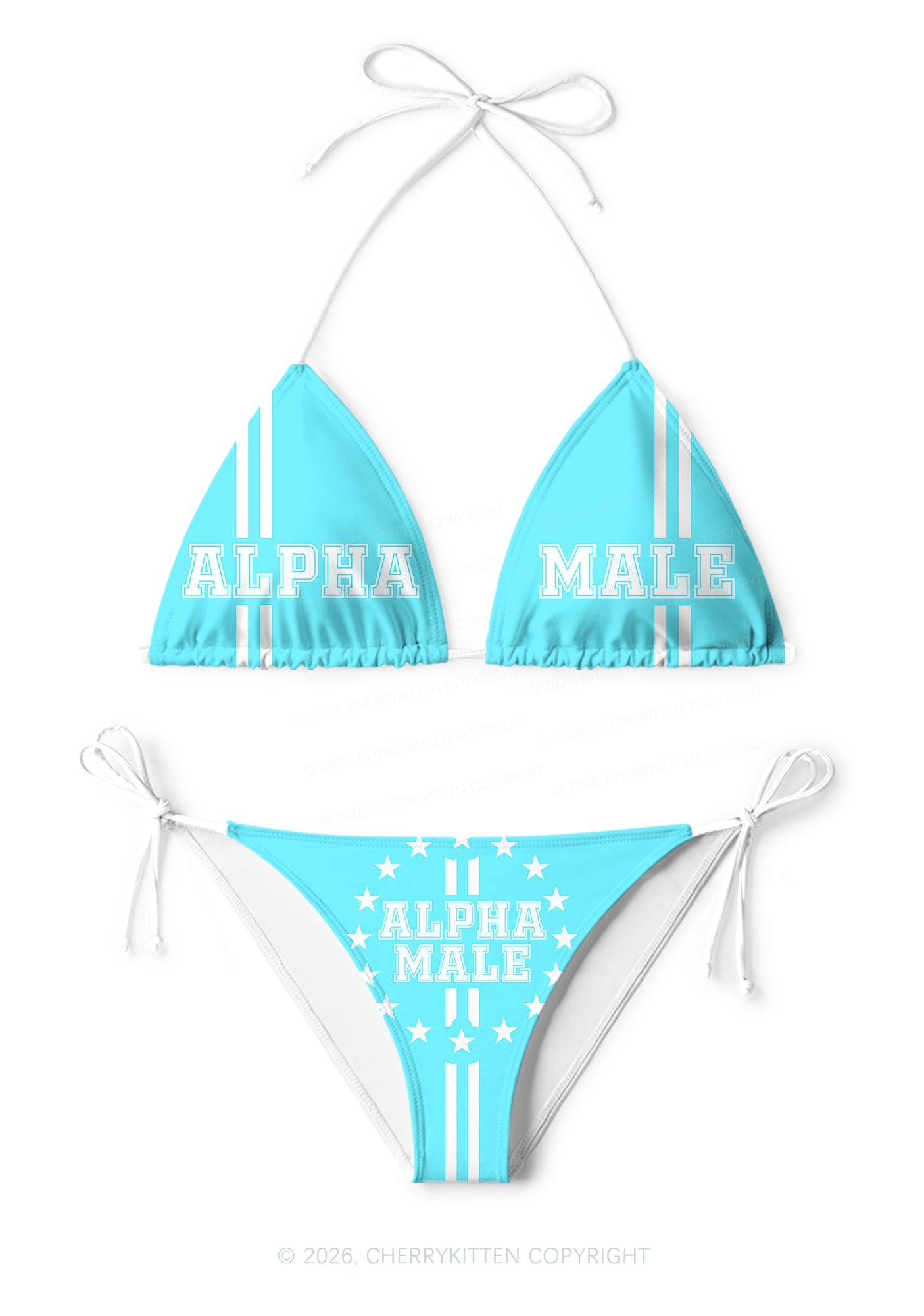 Mint Green Alpha Male Y2K Print Bikini Set Cherrykitten