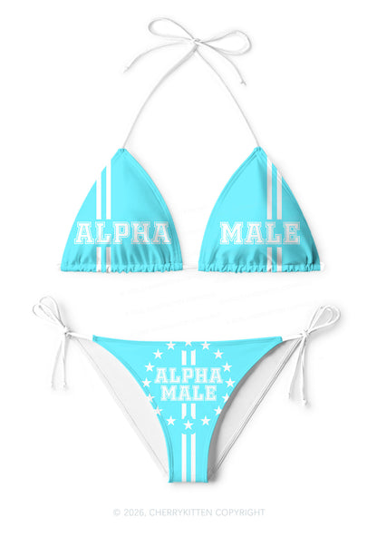 Mint Green Alpha Male Y2K Print Bikini Set Cherrykitten