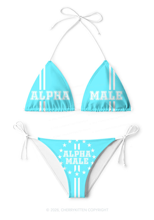 Mint Green Alpha Male Y2K Print Bikini Set Cherrykitten