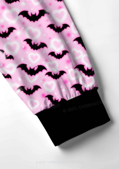 Bat Princess Valentine's Day Y2K Print Long Sleeve Pajama Set Cherrykitten