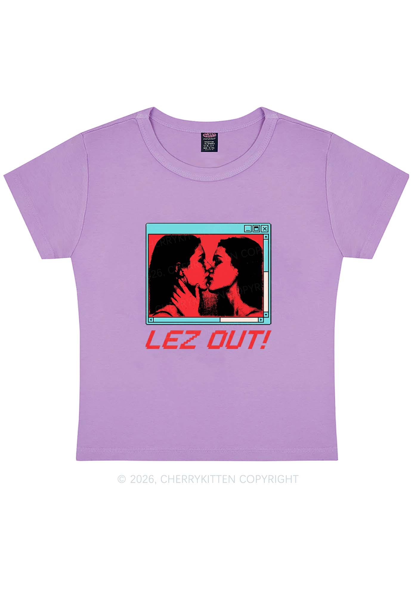 Lez Out Pride Y2K Baby Tee Cherrykitten