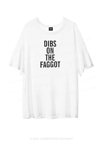 Dibs On The Faggot Pride Y2K Sheer Boyfriend Tee Cherrykitten