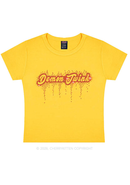 Rhinestone Demon Twink Pride Y2K Baby Tee Cherrykitten