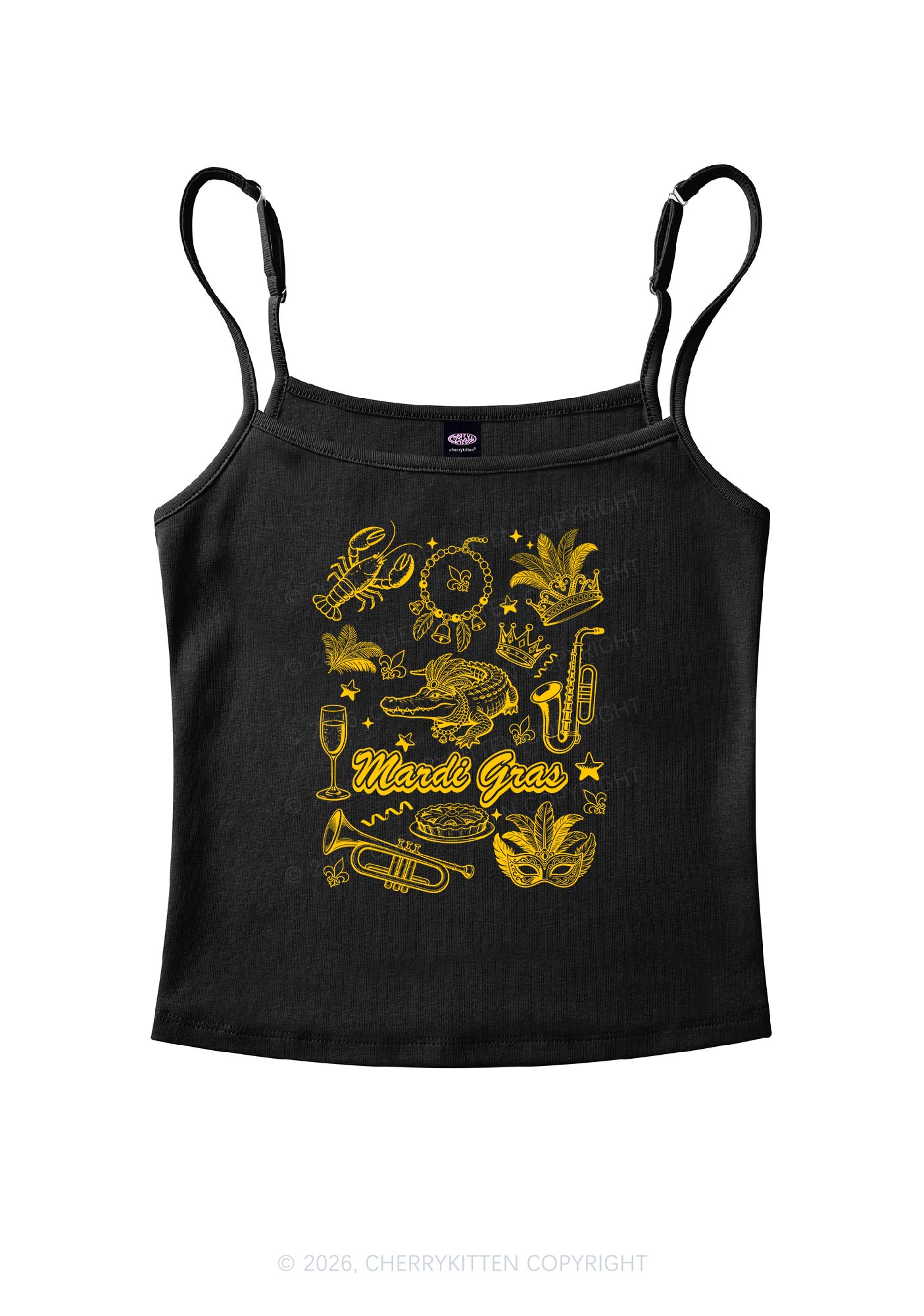 Mardi Gras Symbols Y2K Spaghetti Strap Cami Cherrykitten