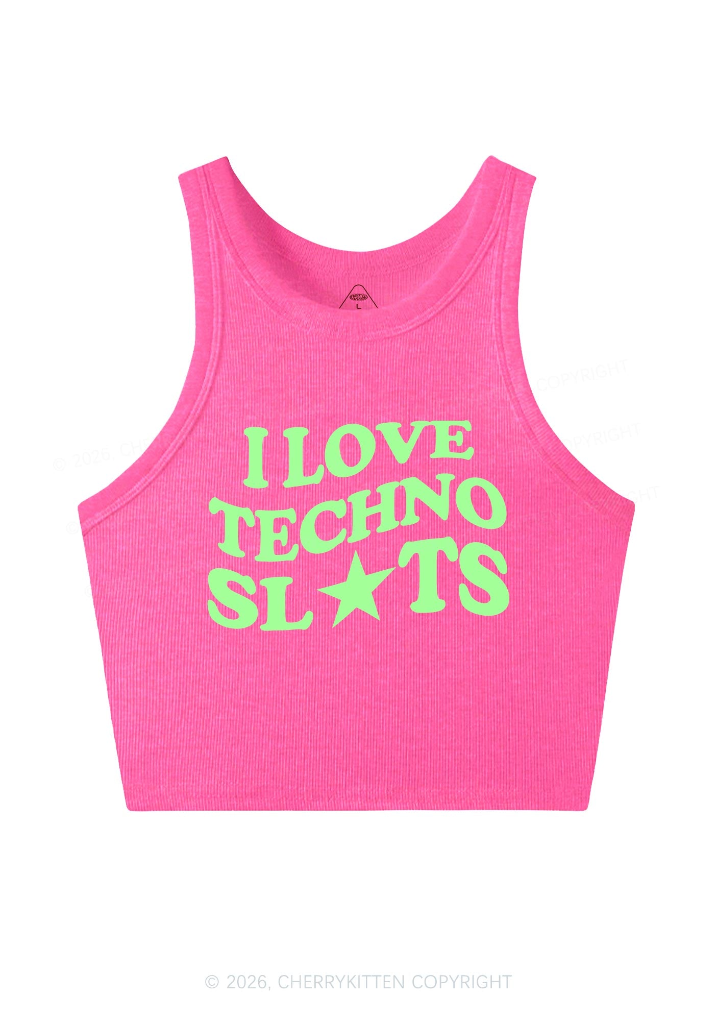 I Love Techno Slxts Y2K Crop Tank Top Cherrykitten