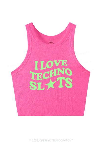 I Love Techno Slxts Y2K Crop Tank Top Cherrykitten
