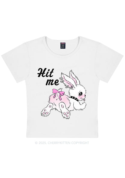 Hit Me White Bunny Y2K Baby Tee Cherrykitten