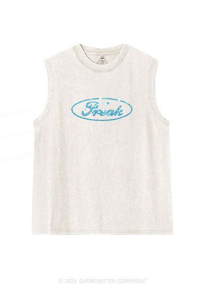 Rhinestone Oval Freak Y2K Washed Muscle Tank Cherrykitten