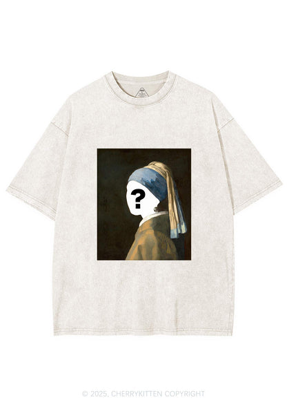 Custom Pearl Portrait Y2K Shirts Washed Tee Cherrykitten