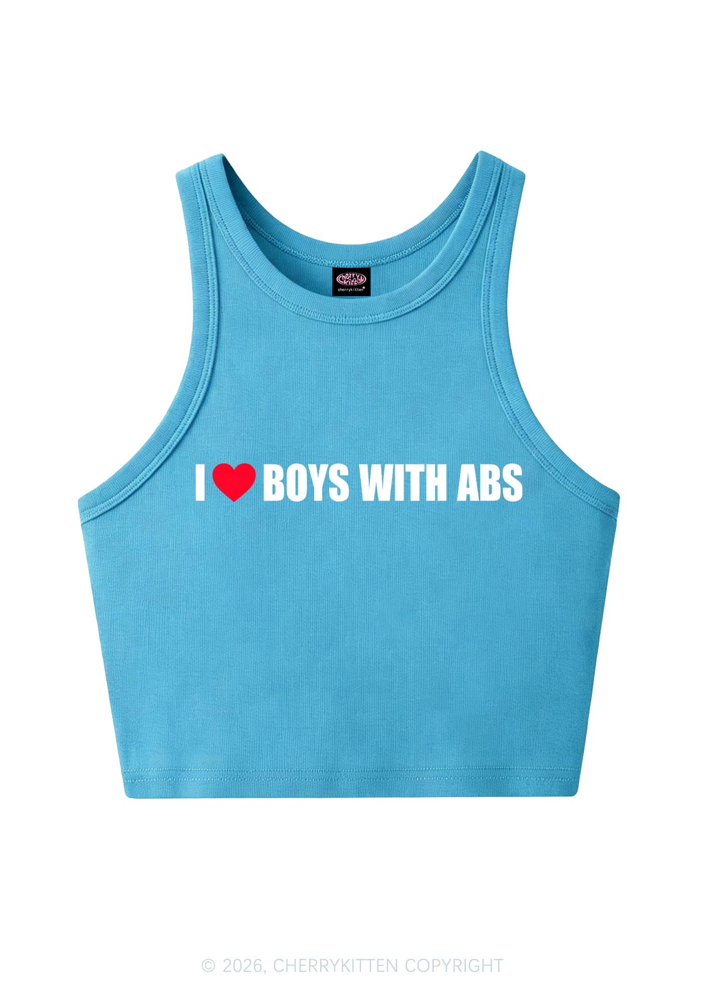I Love Boys With ABS Y2K Crop Tank Top Cherrykitten