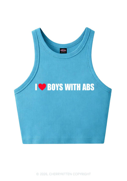 I Love Boys With ABS Y2K Crop Tank Top Cherrykitten