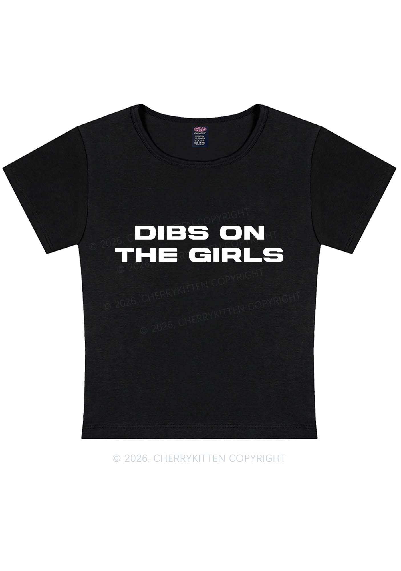 Dibs On The Girls Pride Y2K Baby Tee Cherrykitten