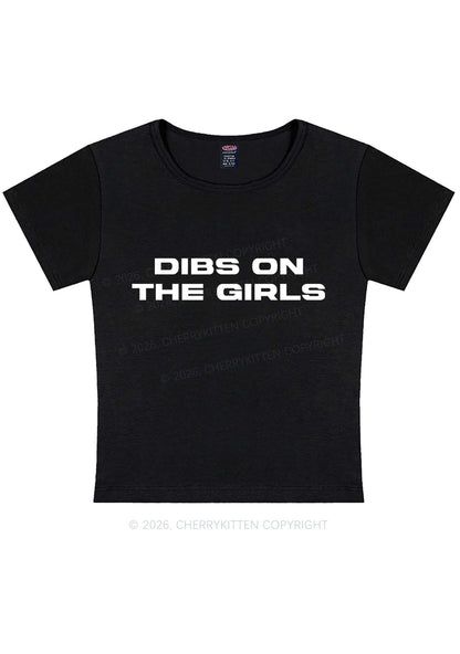 Dibs On The Girls Pride Y2K Baby Tee Cherrykitten