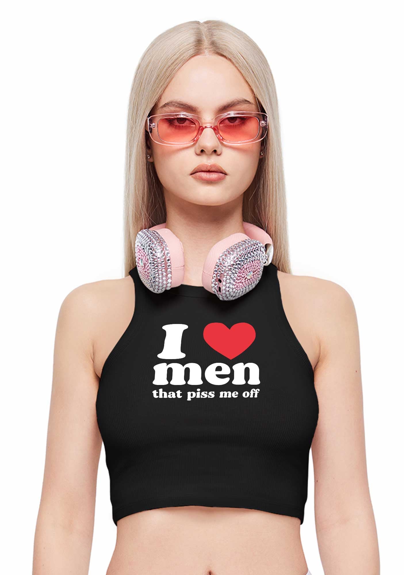 I Love Men Piss Me Off Y2K Crop Tank Top Cherrykitten