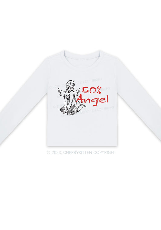 Fifty Percent Angel Y2K Long Sleeve Crop Top Cherrykitten