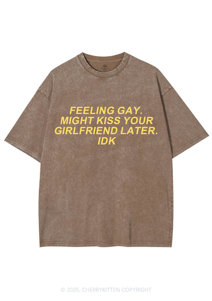 Kiss Your GF Later Pride Y2K Shirts Washed Tee Cherrykitten