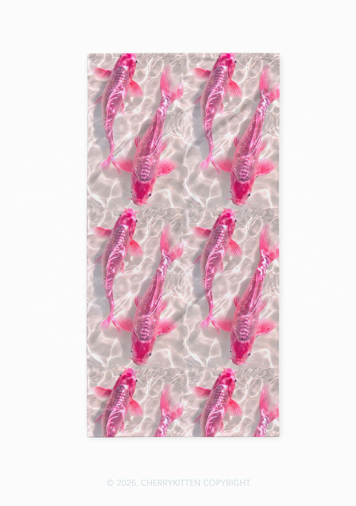 Pink Carp Water Ripple Y2K Beach Towel Cherrykitten
