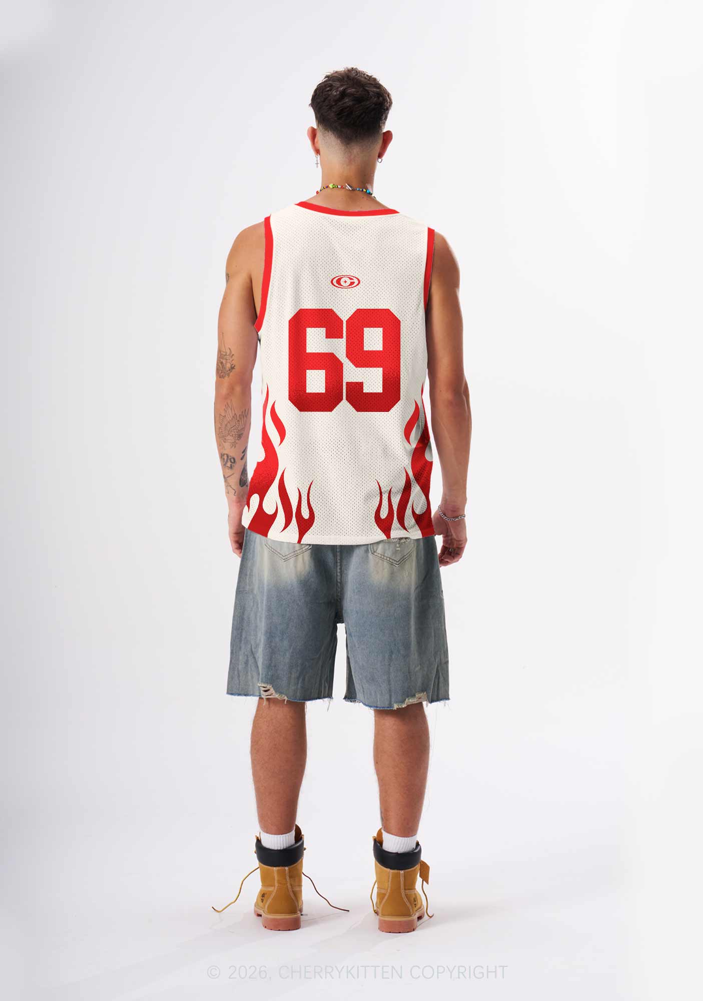 Creamy White Custom GF BF Photo Y2K Sport Jersey Tank Cherrykitten