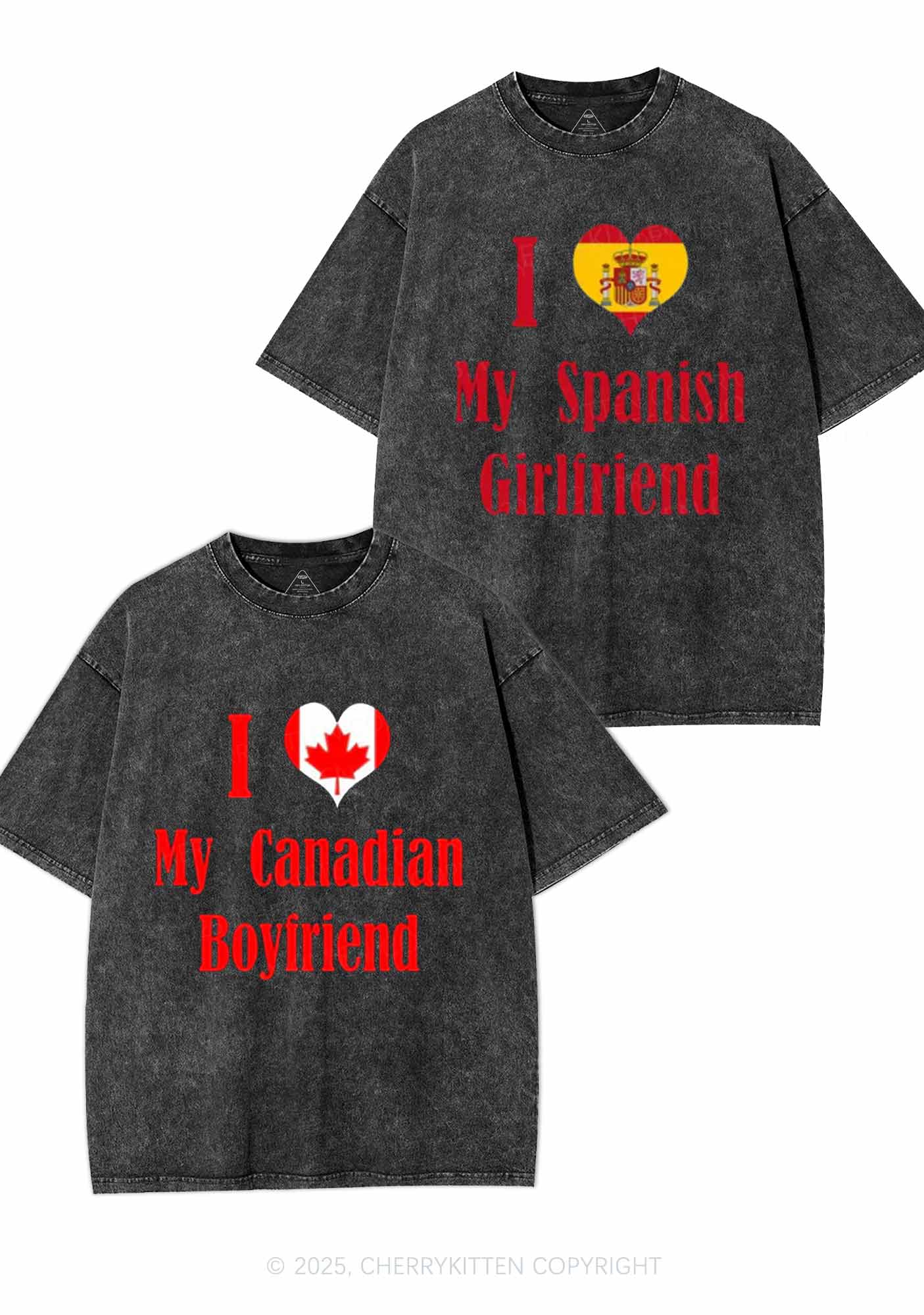 Custom Country Y2K Valentine's Day Washed Tee Cherrykitten