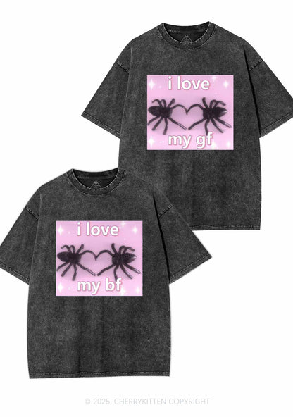 Love My Spider BF GF Y2K Valentine's Day Washed Tee Cherrykitten