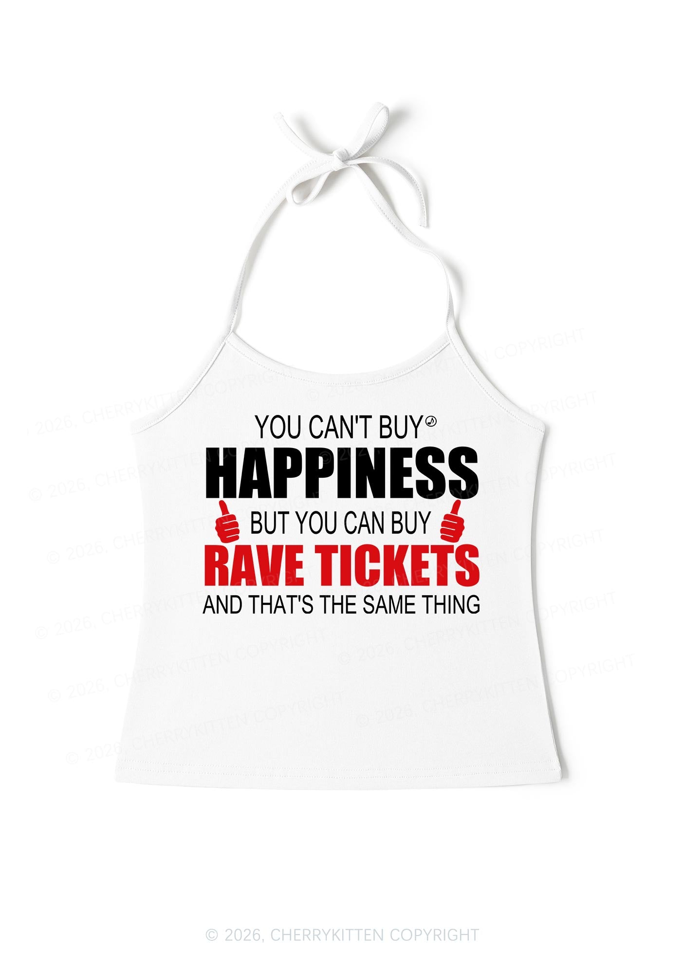 Happiness Rave Tickets Y2K Halter Neck Cami Cherrykitten