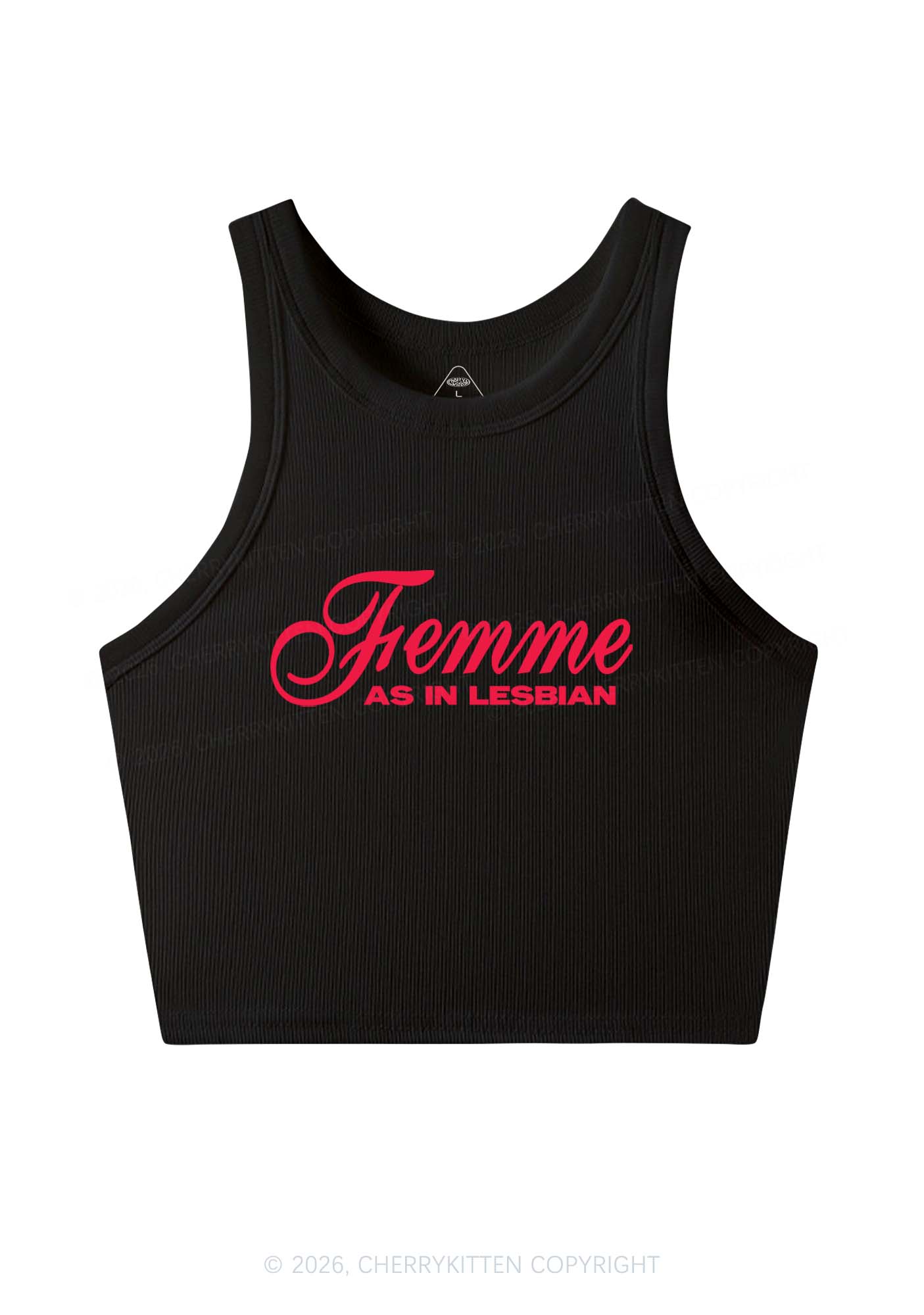 Femme As In Lesbian Pride Y2K Crop Tank Top Cherrykitten