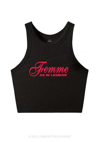 Femme As In Lesbian Pride Y2K Crop Tank Top Cherrykitten