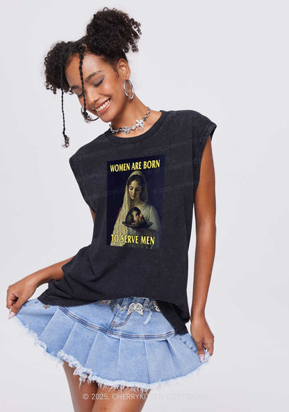 Women Born To Serve Y2K Washed Tank Cherrykitten