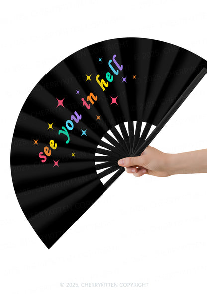 See You In Hell Pride Y2K Rave Hand Fan Cherrykitten