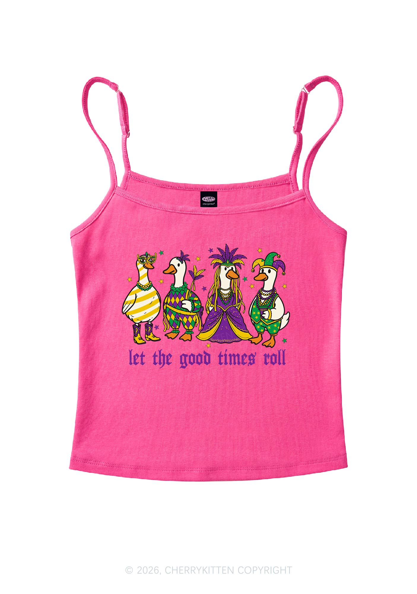 Let The Good Times Roll Y2K Spaghetti Strap Cami Cherrykitten