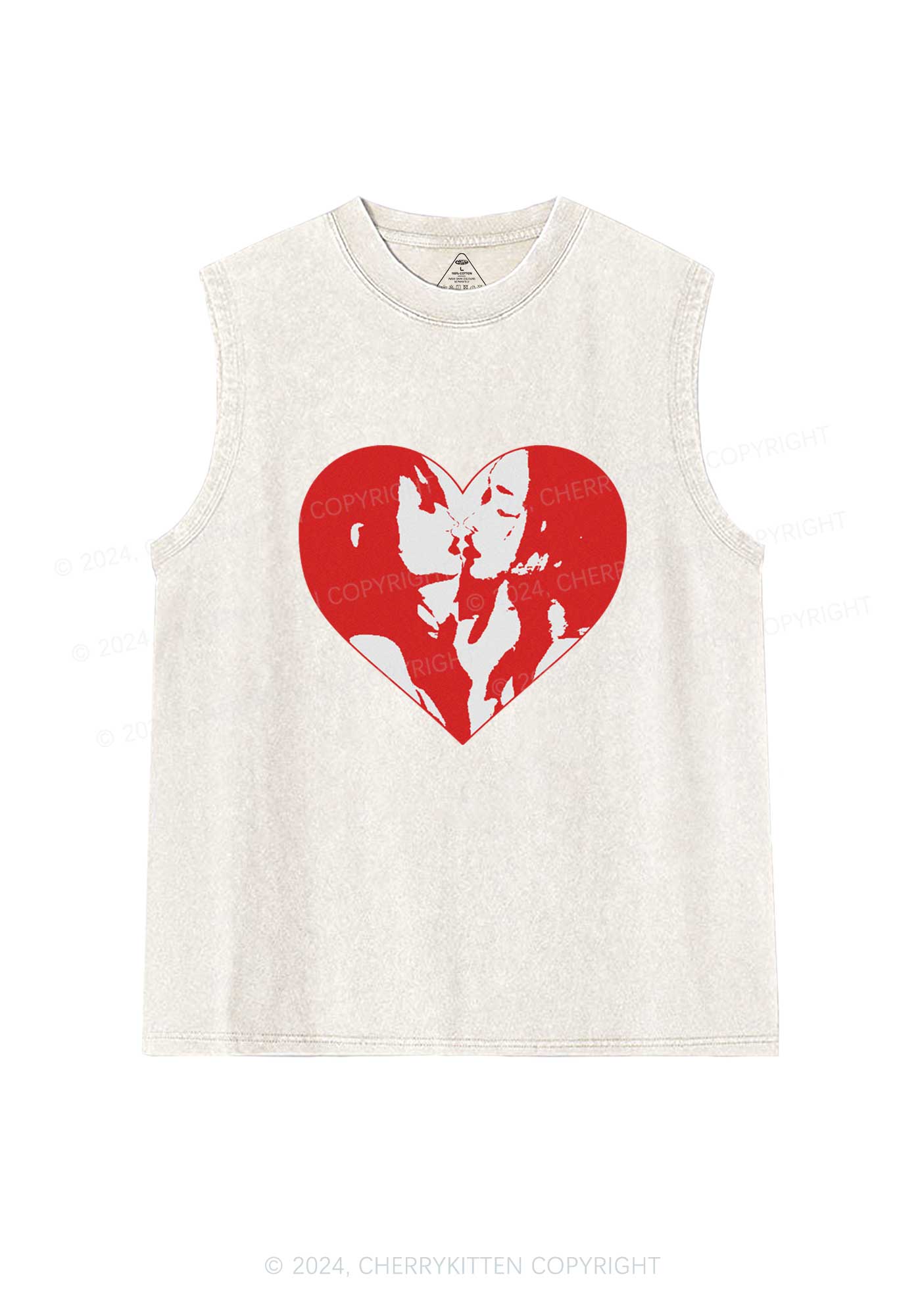Kiss Girl Y2K Valentine's Day Washed Tank Cherrykitten