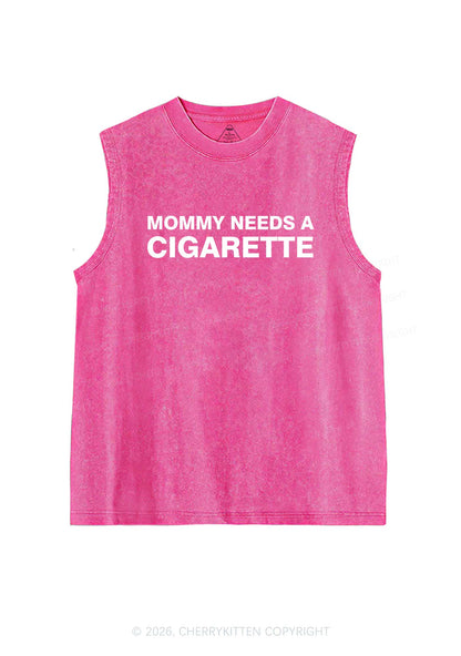 Mommy Needs A Cigarette Y2K Washed Muscle Tank Cherrykitten