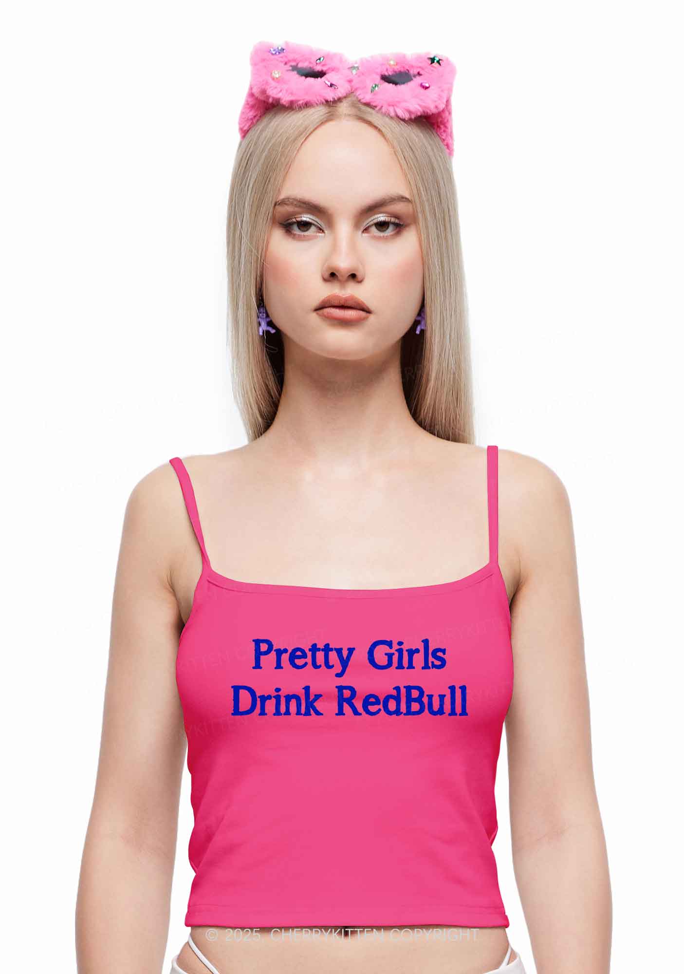 Pretty Girls Drink Redbull Y2K Spaghetti Strap Cami Cherrykitten