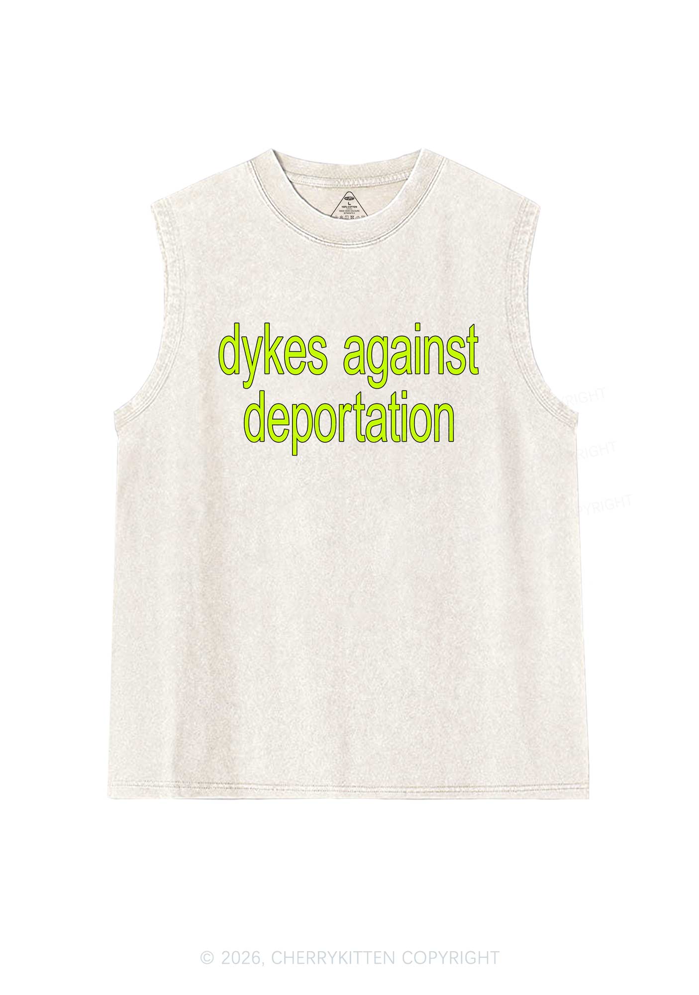 Dykes Against Deportation Pride Y2K Washed Muscle Tank Cherrykitten