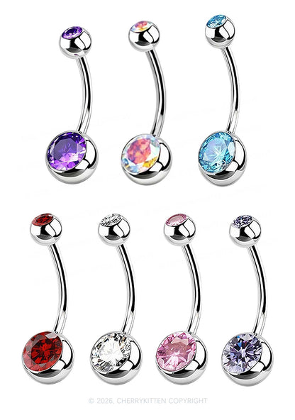1pc Titanium Double Gemmed Y2K Navel Piercing Cherrykitten