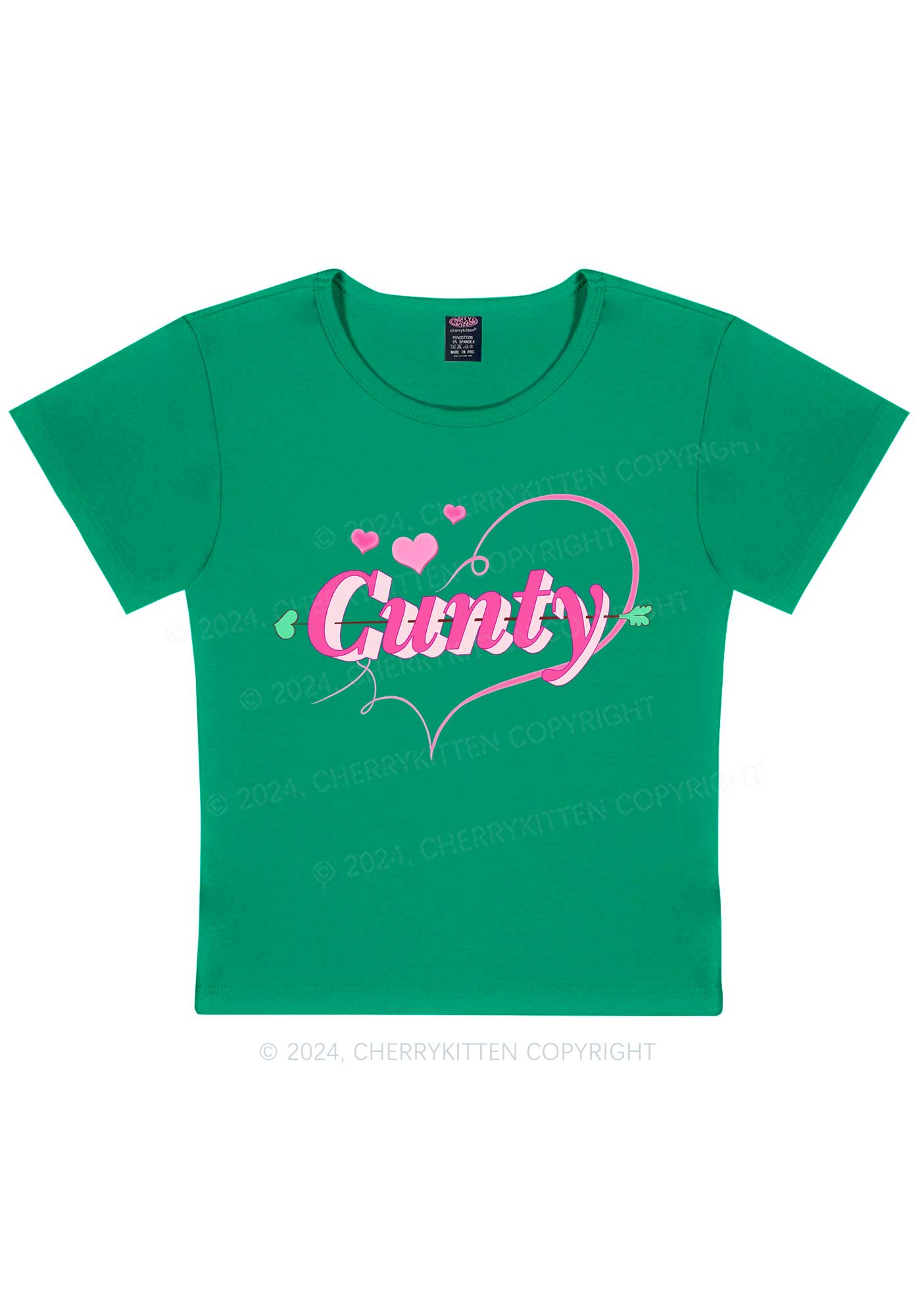 Cunty Pink Heart Y2K Valentine's Day Baby Tee Cherrykitten