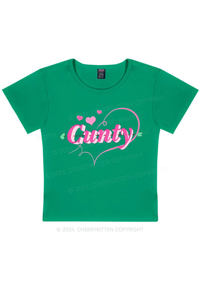 Cunty Pink Heart Y2K Valentine's Day Baby Tee Cherrykitten