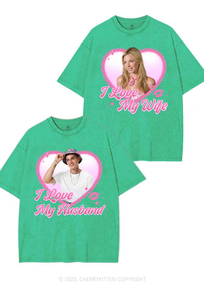 Custom Love My Wife Photo Y2K Valentine's Day Washed Tee Cherrykitten
