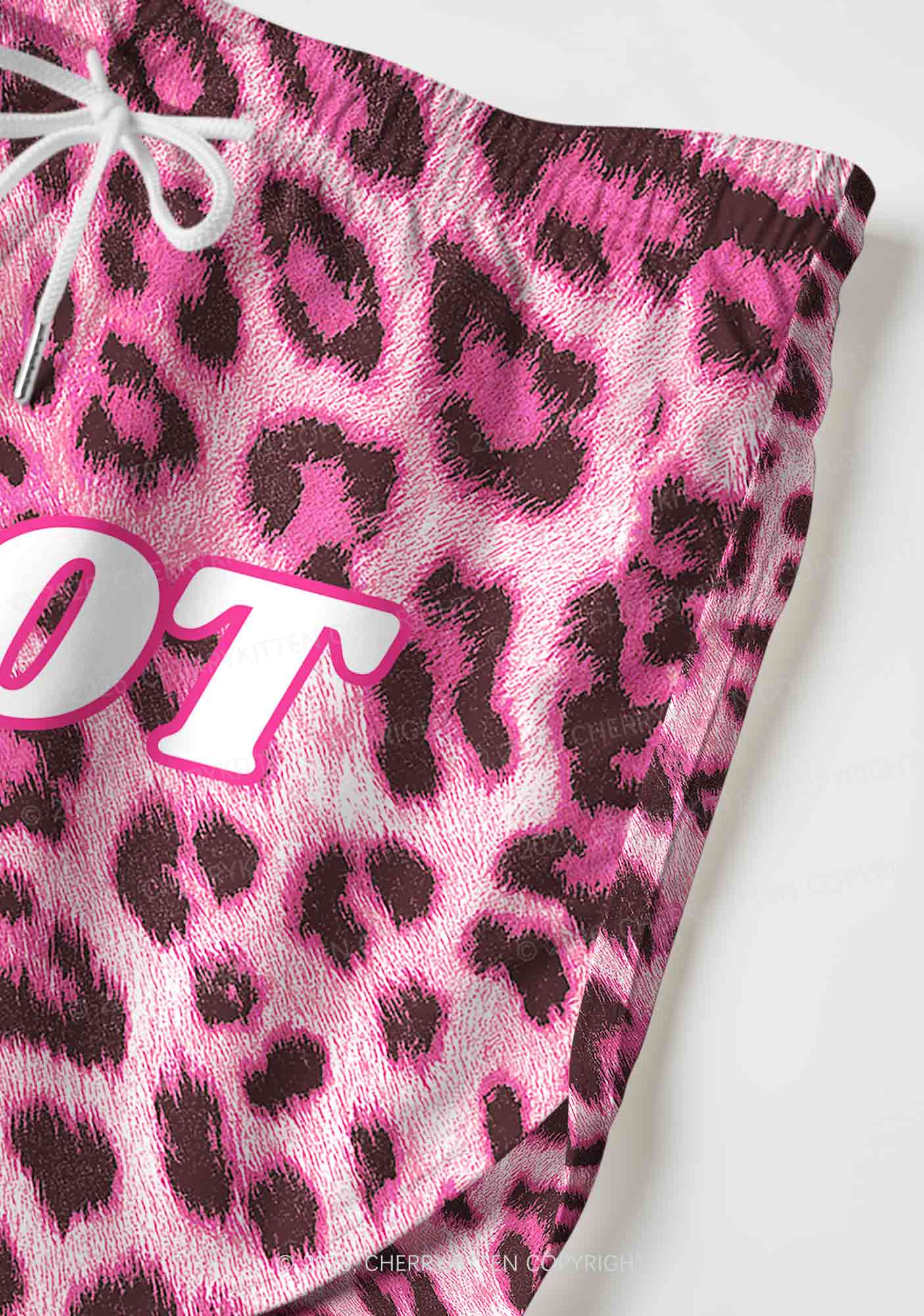 Pink Leopard Faggot Pride Y2K Print Men Beach Shorts Cherrykitten