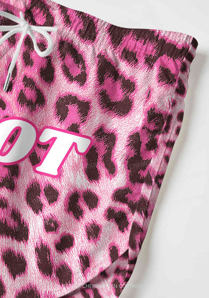 Pink Leopard Faggot Pride Y2K Print Men Beach Shorts Cherrykitten