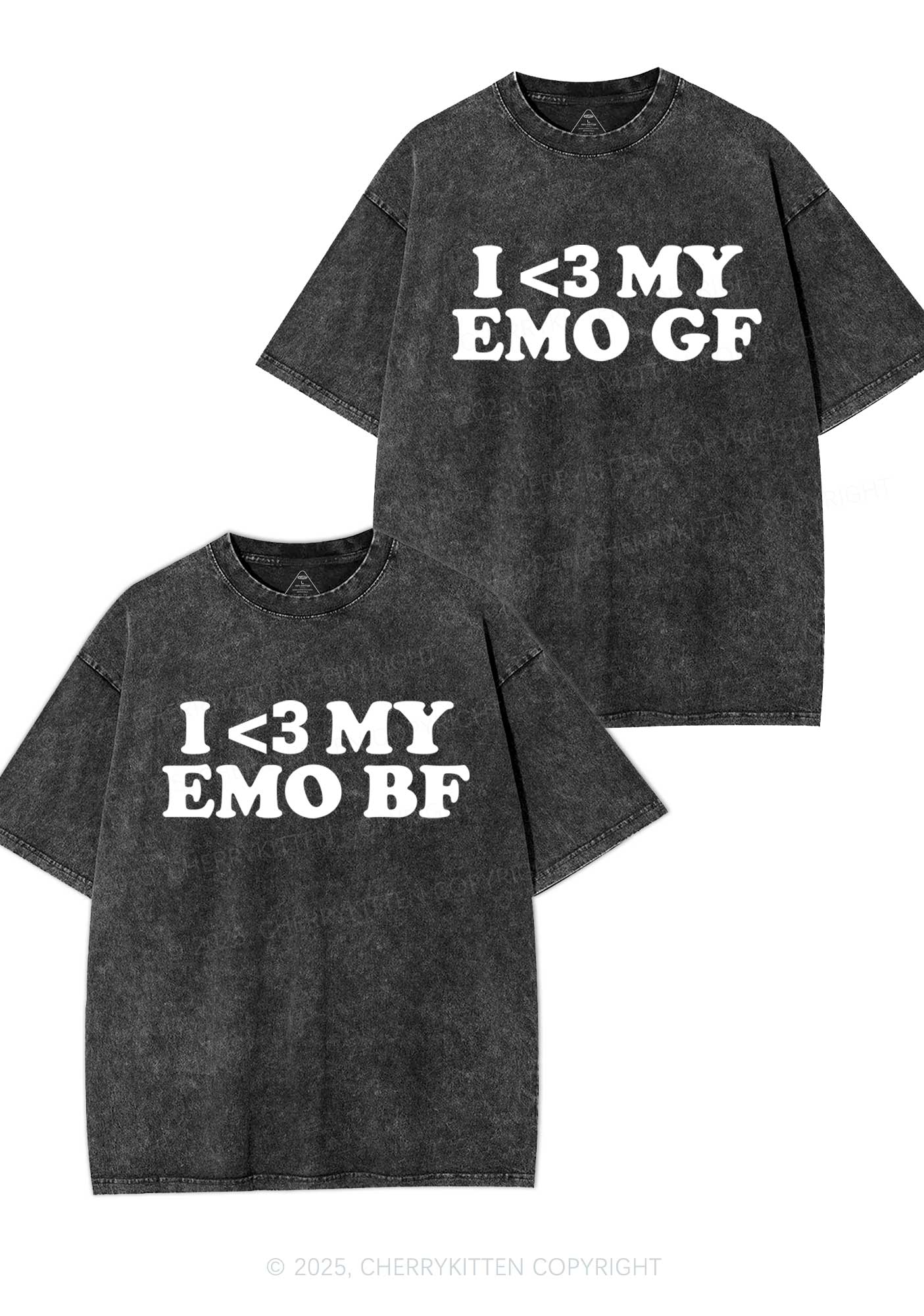 I Love My Emo BF GF Y2K Valentine's Day Washed Tee Cherrykitten