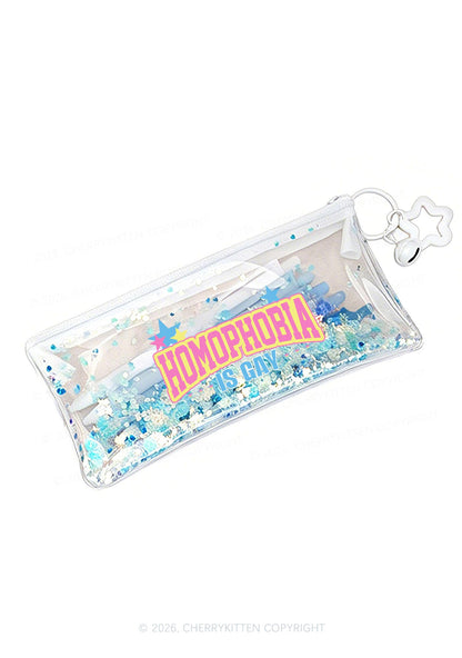 Homophobia Is Gay Pride Y2K Quicksand Transparent Pencil Pouch Cherrykitten