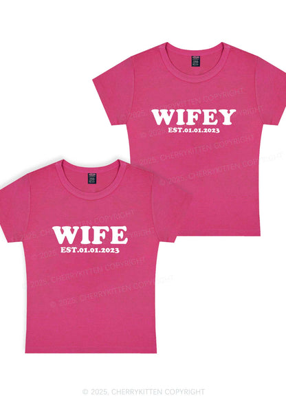 Wife Wifey Custom Date Y2K Valentine's Day Baby Tee Cherrykitten