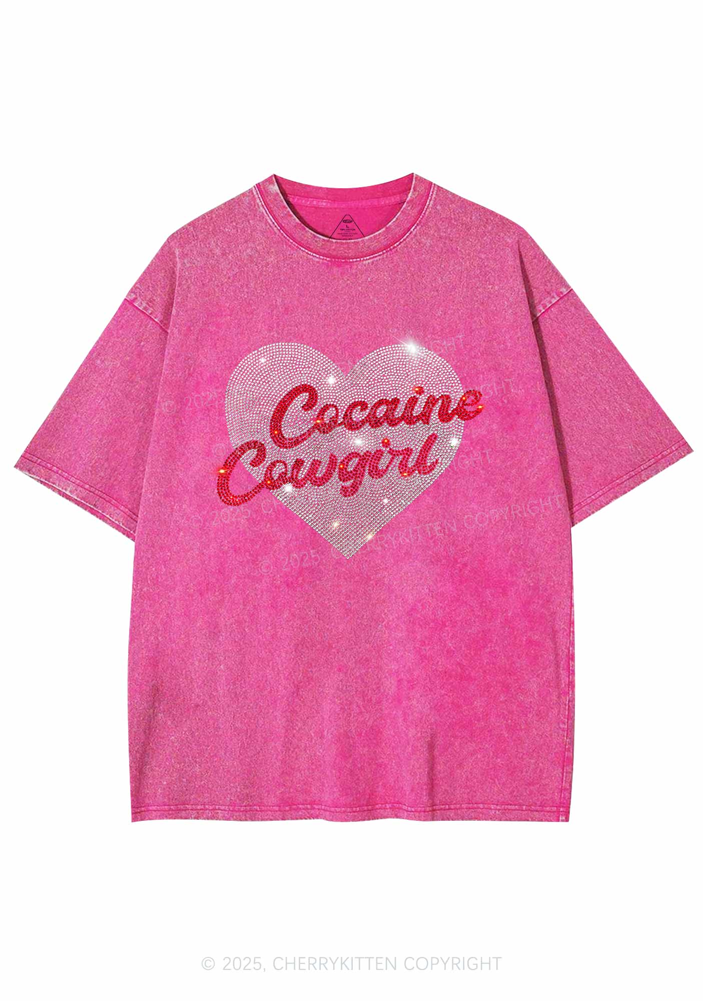 Rhinestone Cola Cowgirl Y2K Shirts Washed Tee Cherrykitten